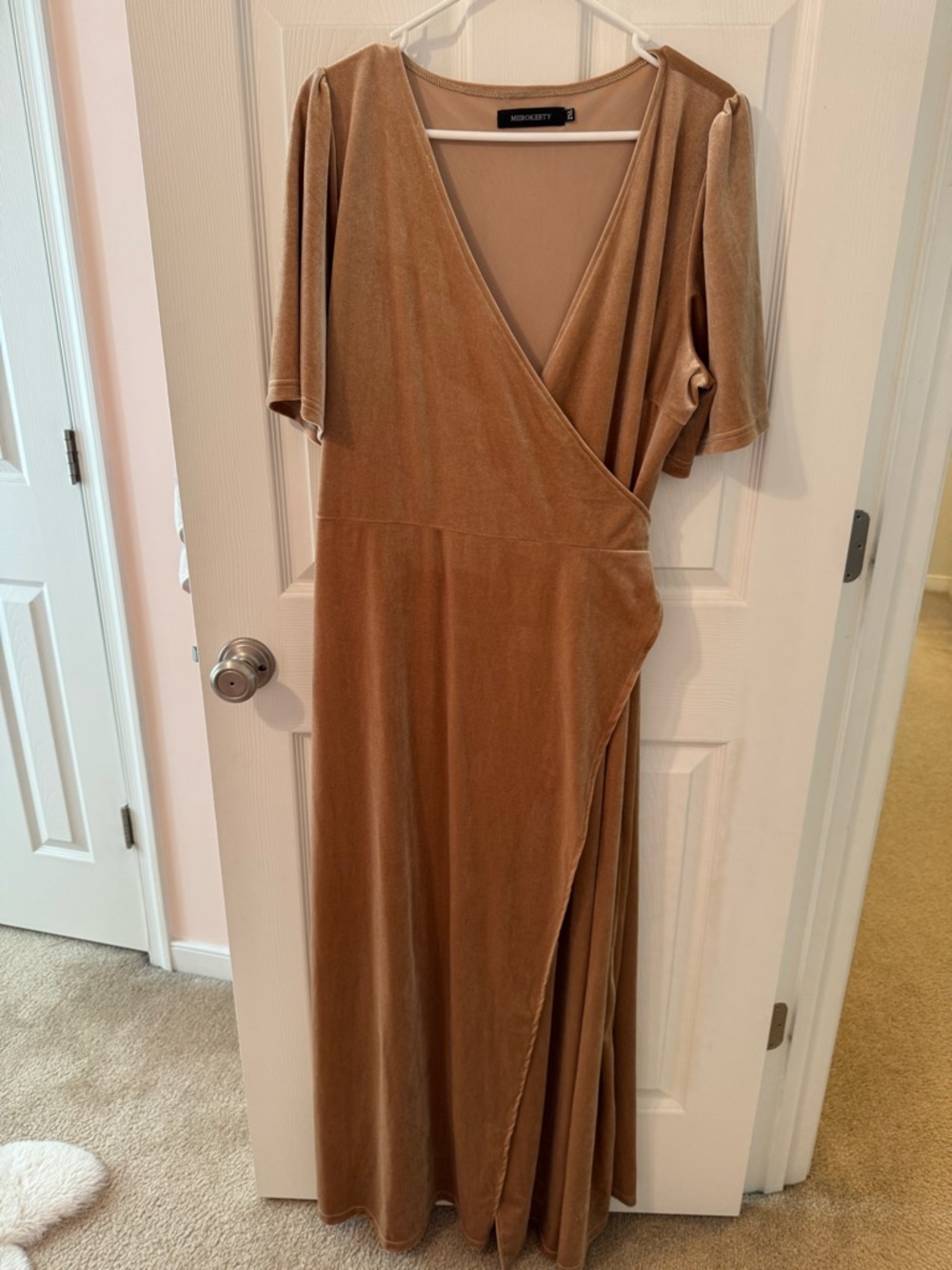 Gold/ Champagne Velvet Wrap Maxi Dress